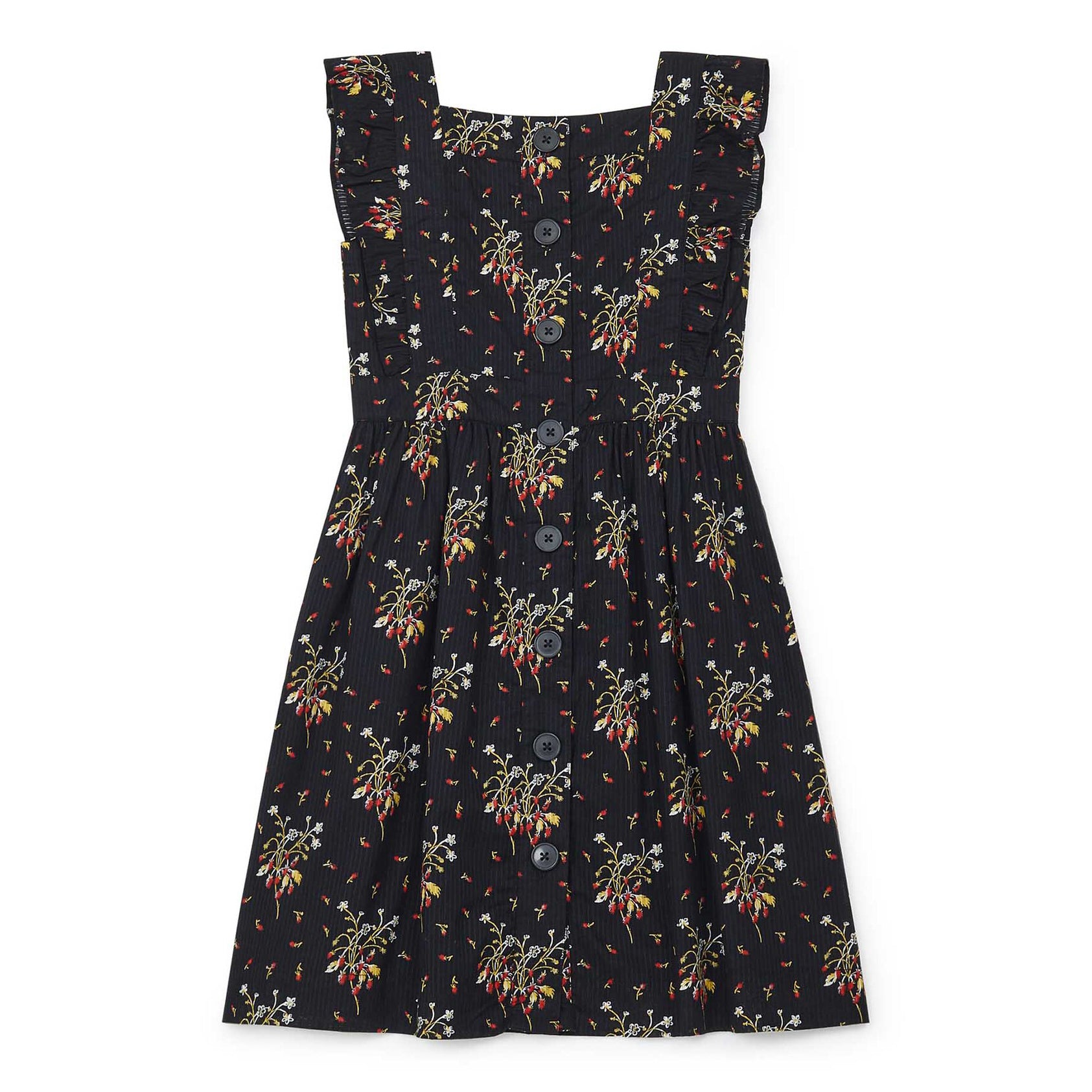 Robe en coton gris foncé à fleurs pour filles