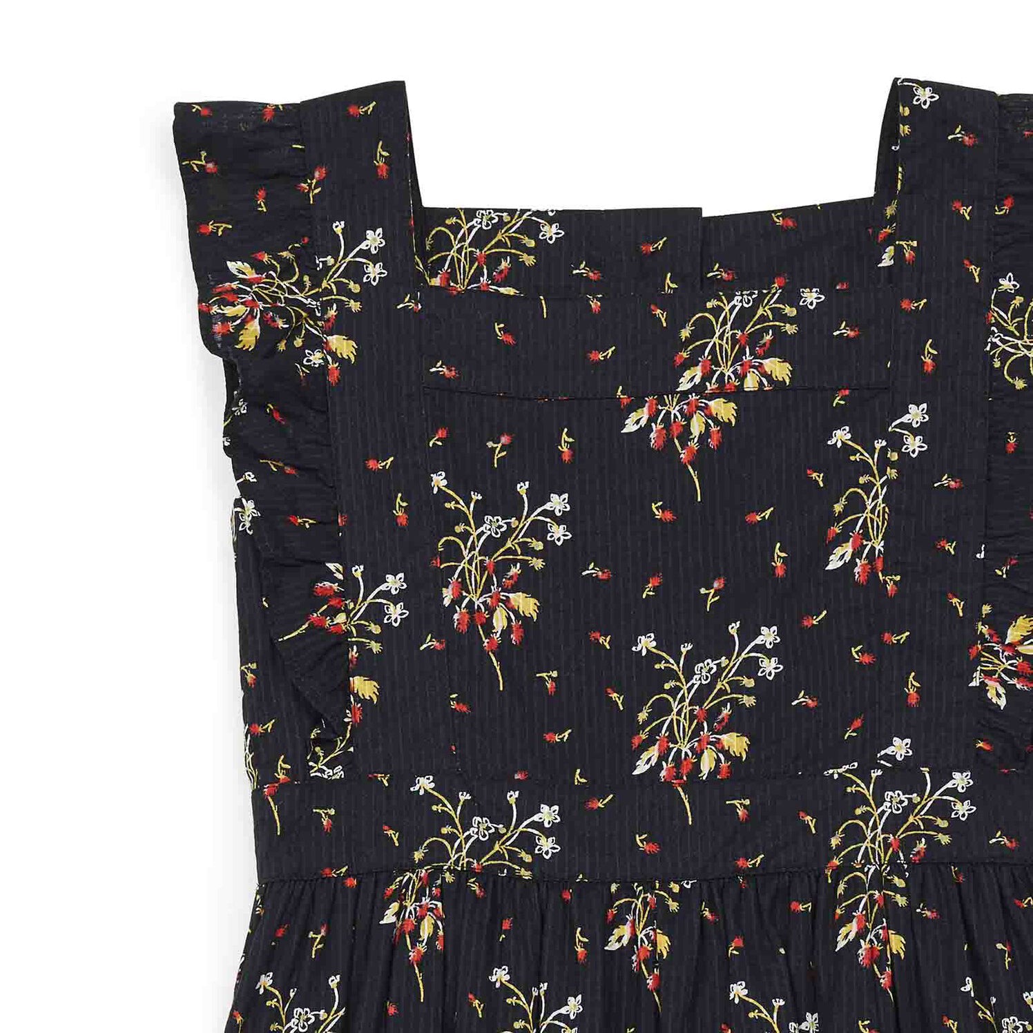 Robe en coton gris foncé à fleurs pour filles