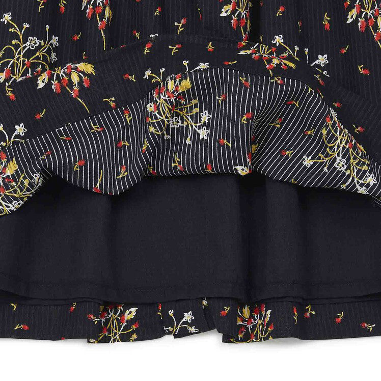 Robe en coton gris foncé à fleurs pour filles