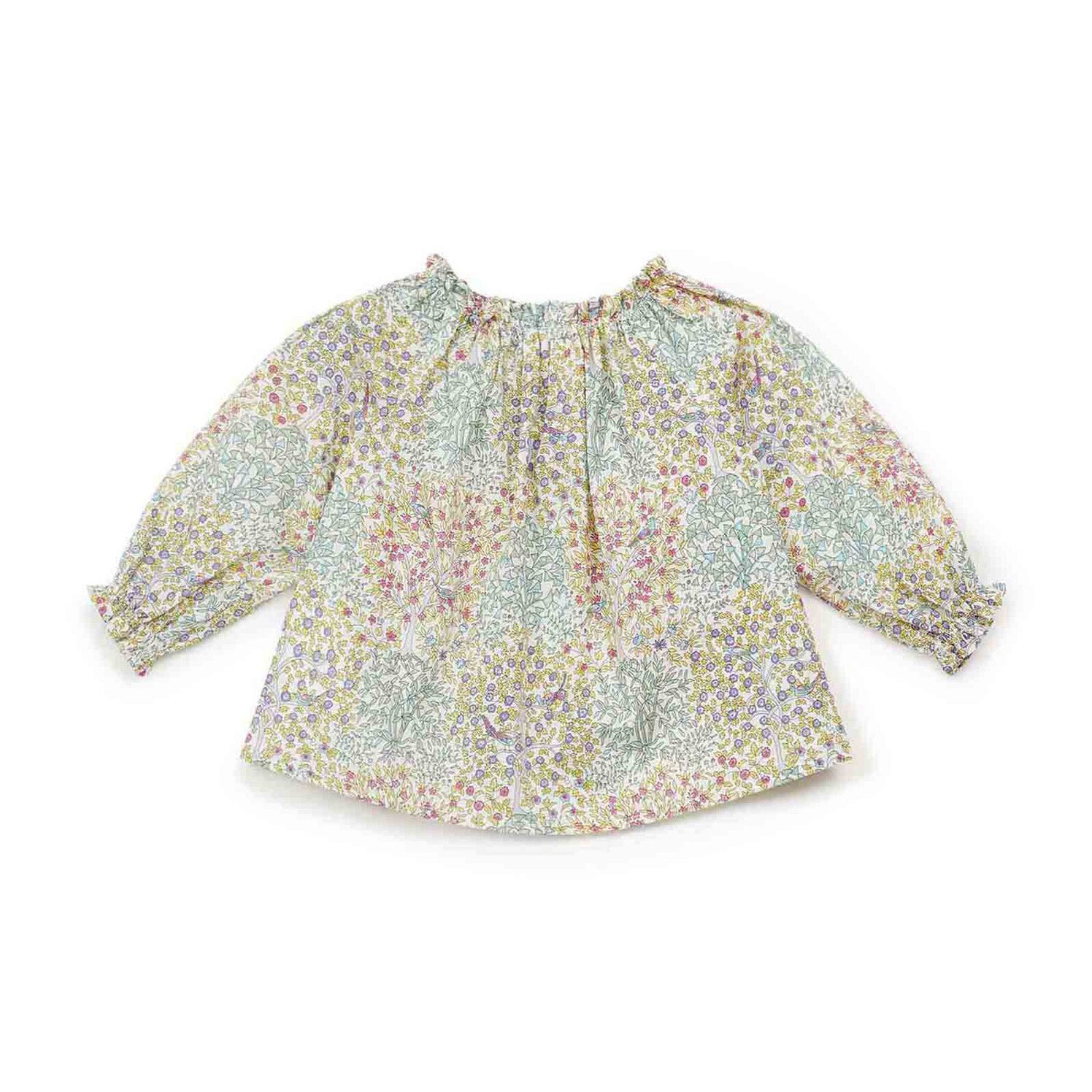 Blouse fillette fleurie verte