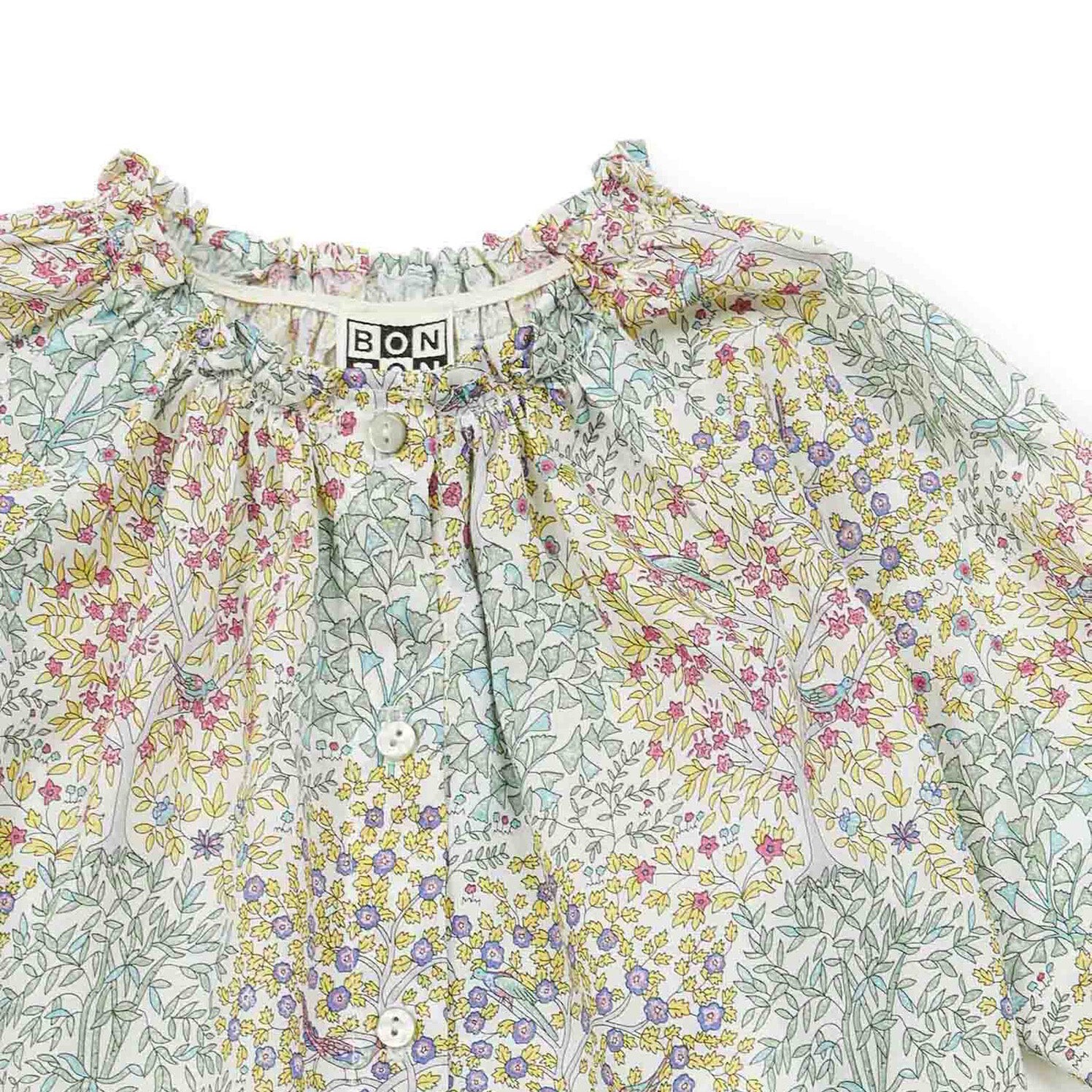 Blouse fillette fleurie verte