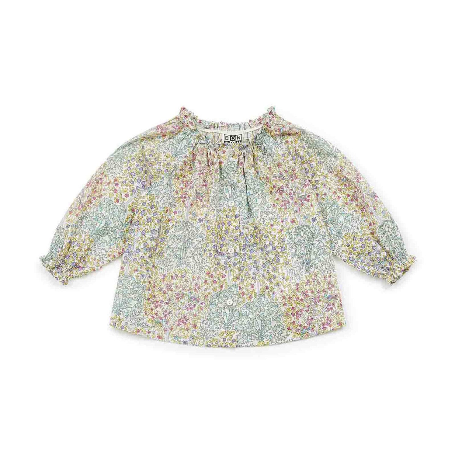Blouse fillette fleurie verte