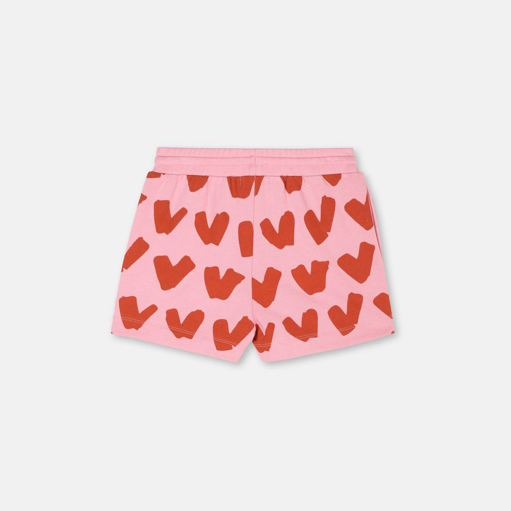 Short en coton rose cœur pour filles