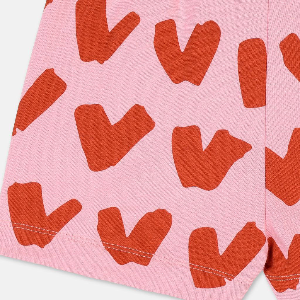 Short en coton rose cœur pour filles