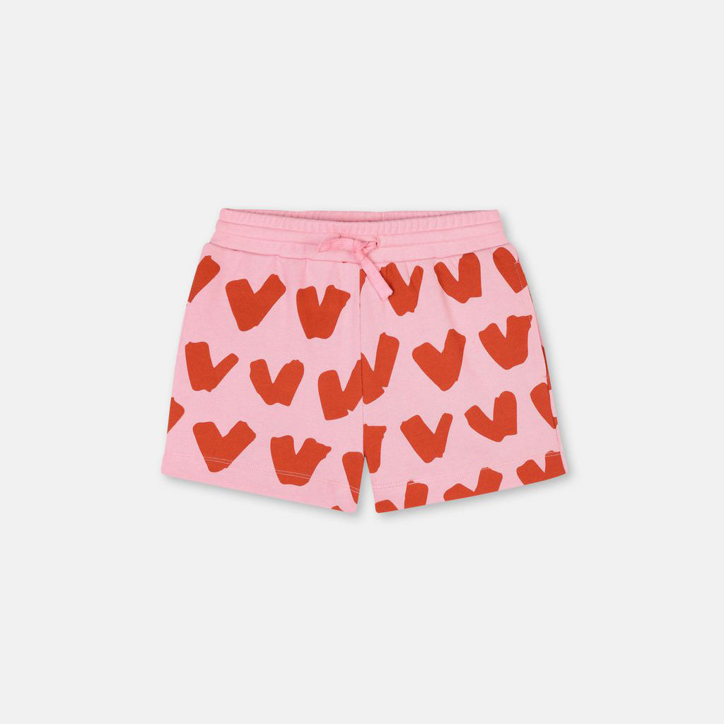 Short en coton rose cœur pour filles