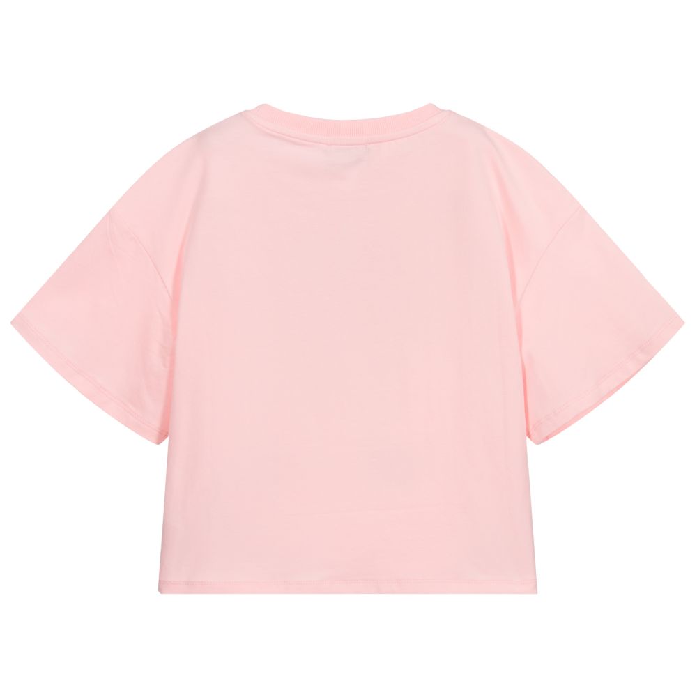 T-shirt rose en coton à logo pour fille