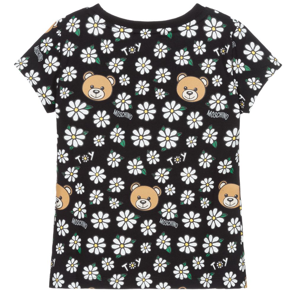 T-shirt en coton noir imprimé pour filles