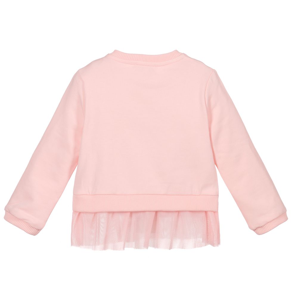 Sweat-shirt en coton imprimé rose pour bébé fille