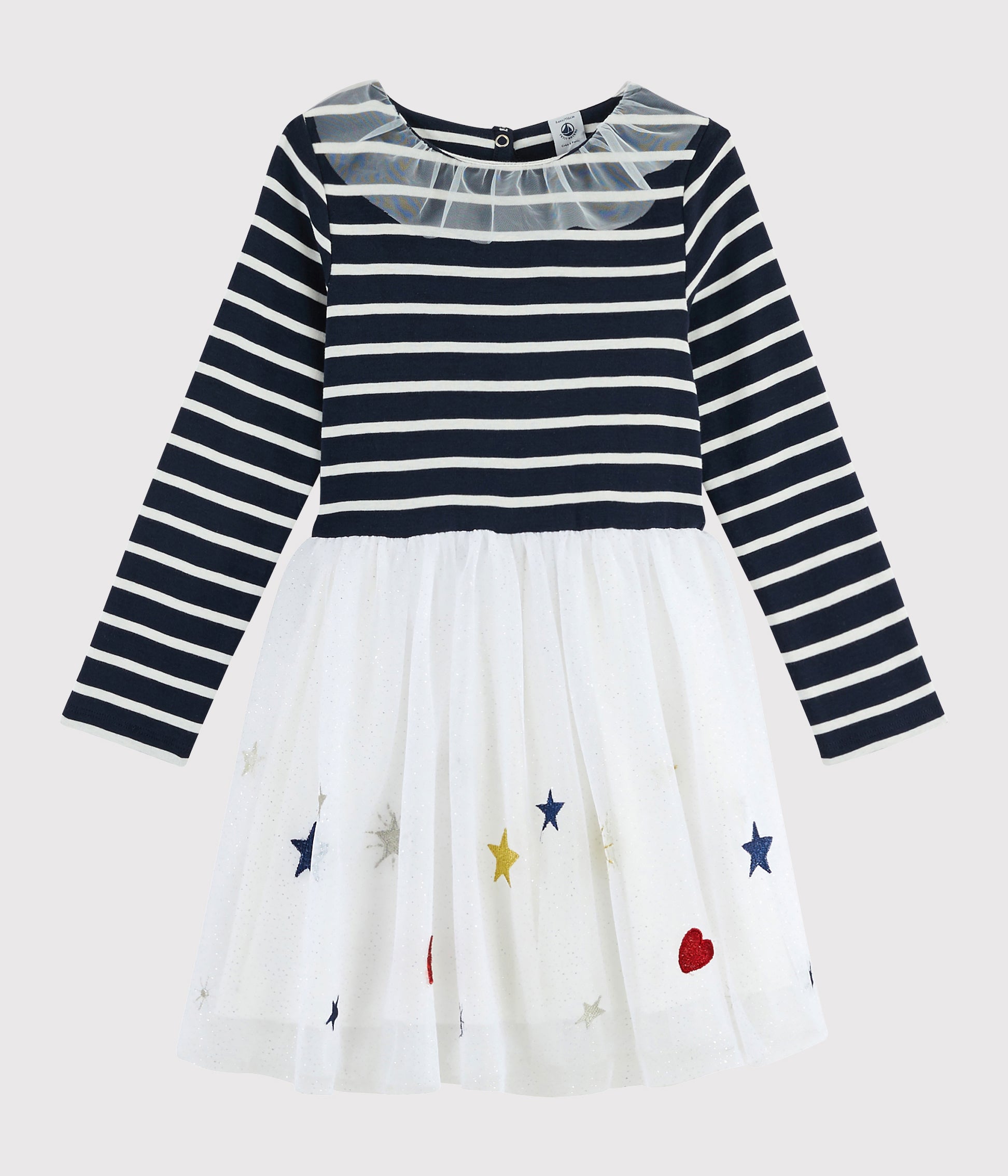 Robe en coton tulle à rayures noires et blanches pour fille