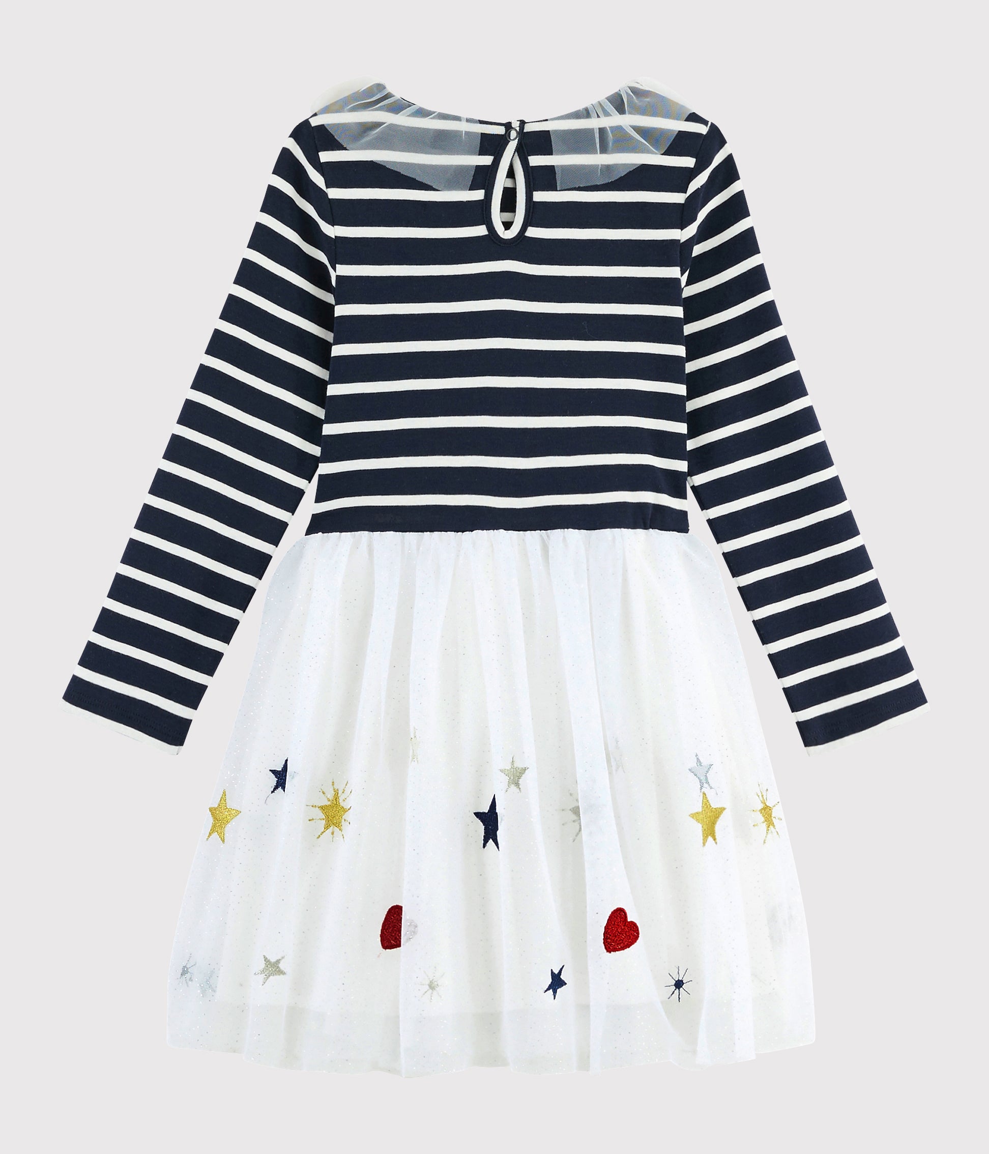 Robe en coton tulle à rayures noires et blanches pour fille