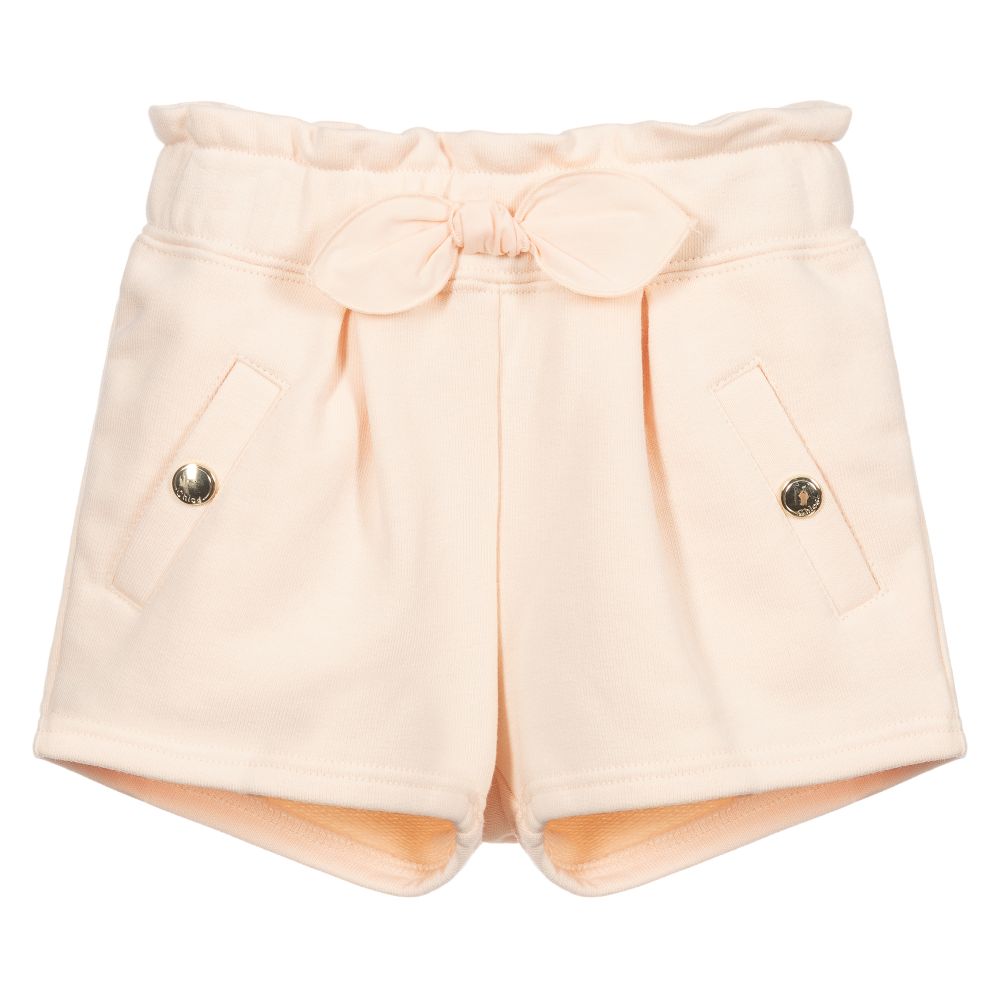 Baby Girls Pink Logo Cotton Shorts