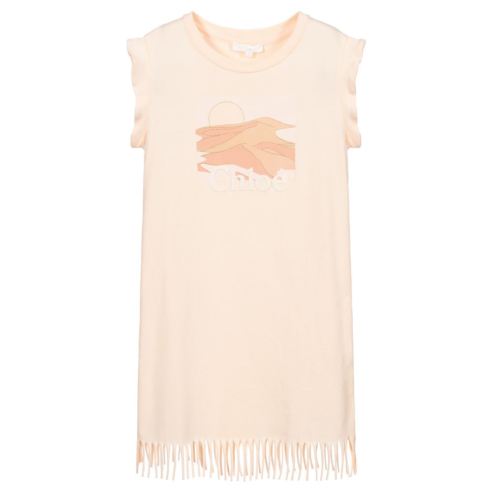 Robe en coton rose pour fille avec logo