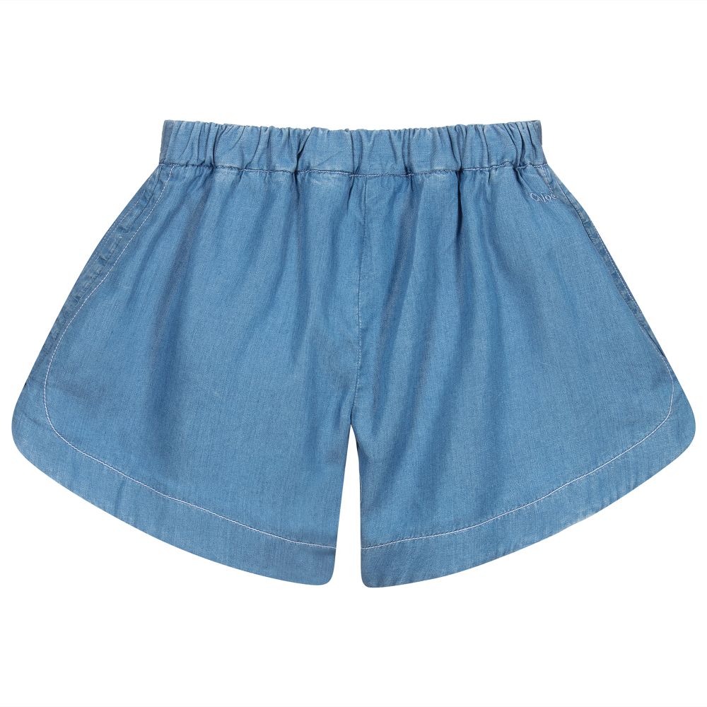 Short en chambray bleu pour fille