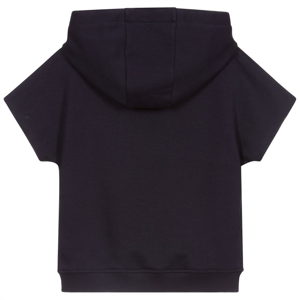 Sweat-shirt en coton bleu marine à logo pour fille