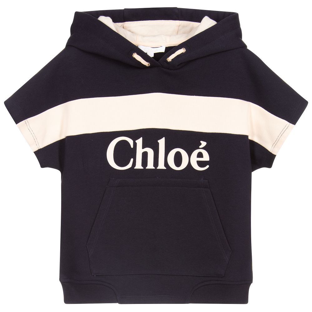 Sweat-shirt en coton bleu marine à logo pour fille