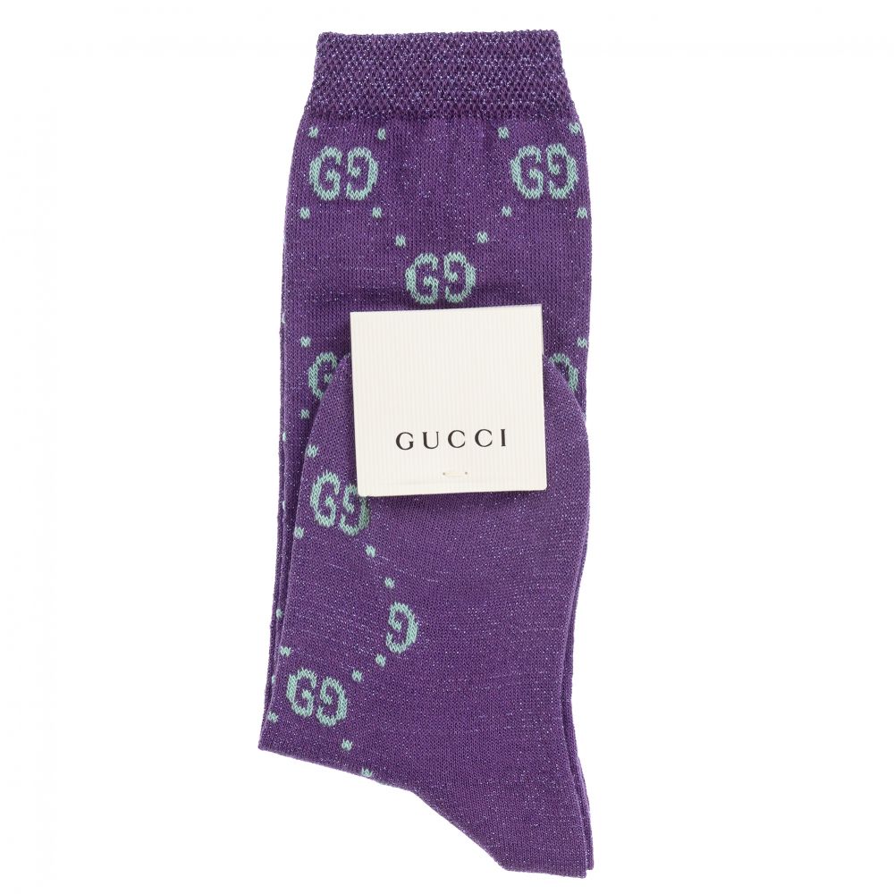 Chaussettes Fille Violettes Pailletées à Logo GG