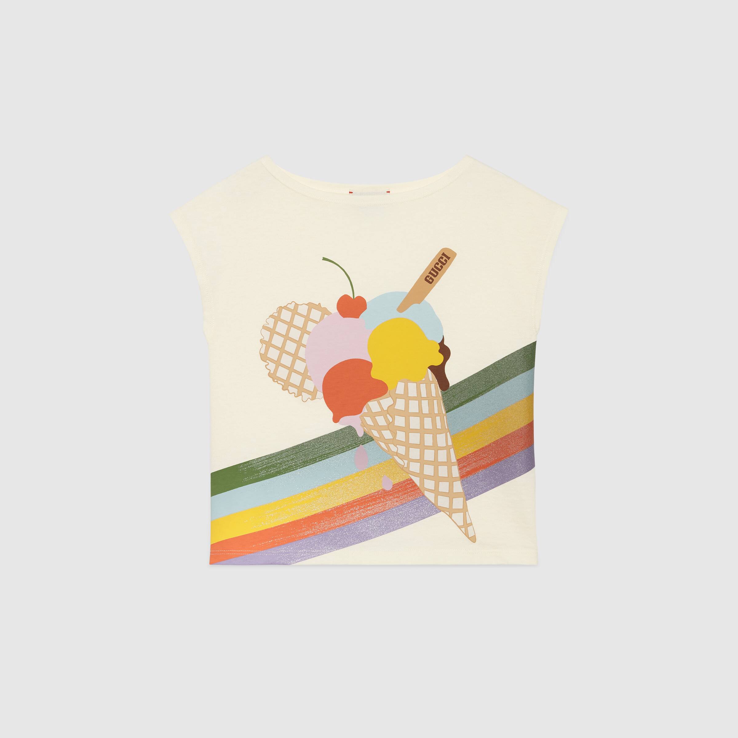 T-shirt en coton imprimé ivoire pour filles