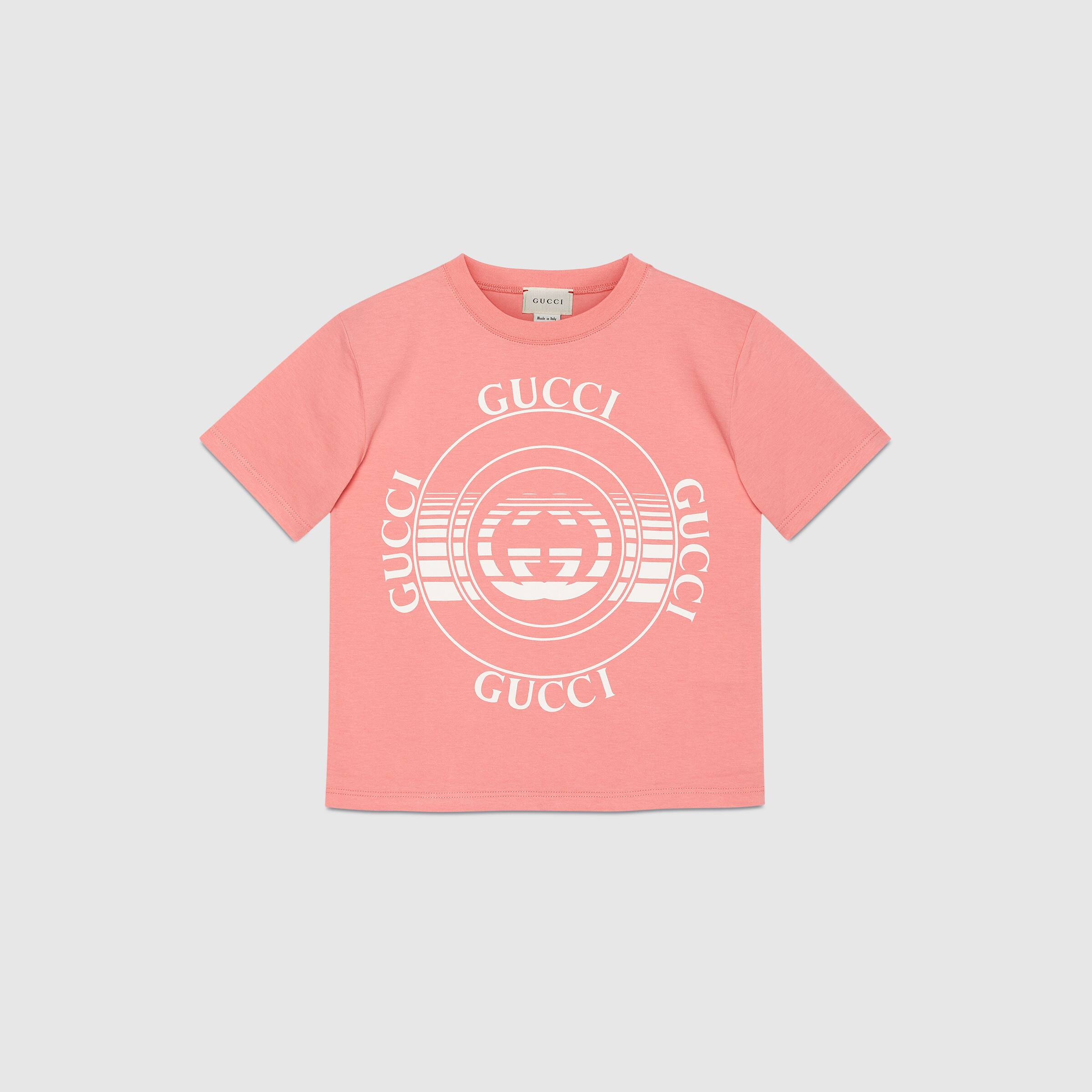 T-shirt en coton rose à logo pour fille