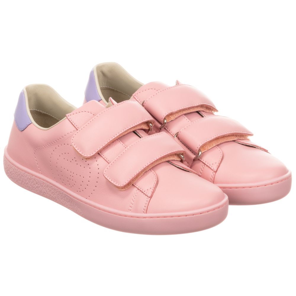 Girls Pink GG Logo Leather Shoes