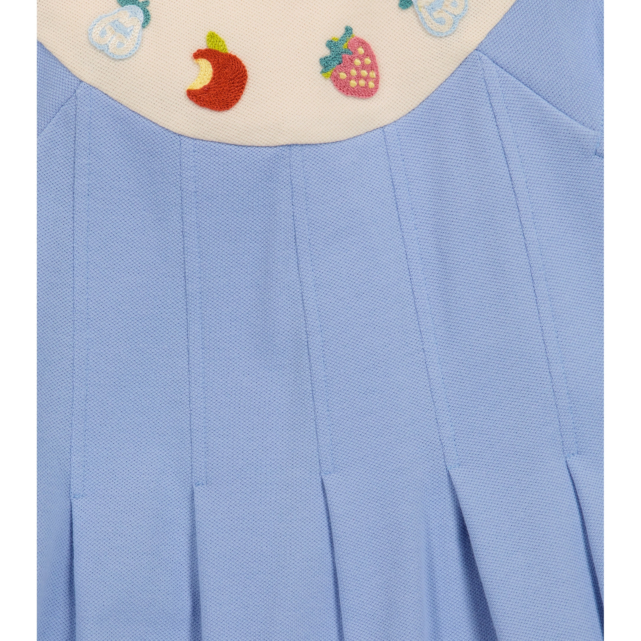 Robe en coton brodée bleue pour fille