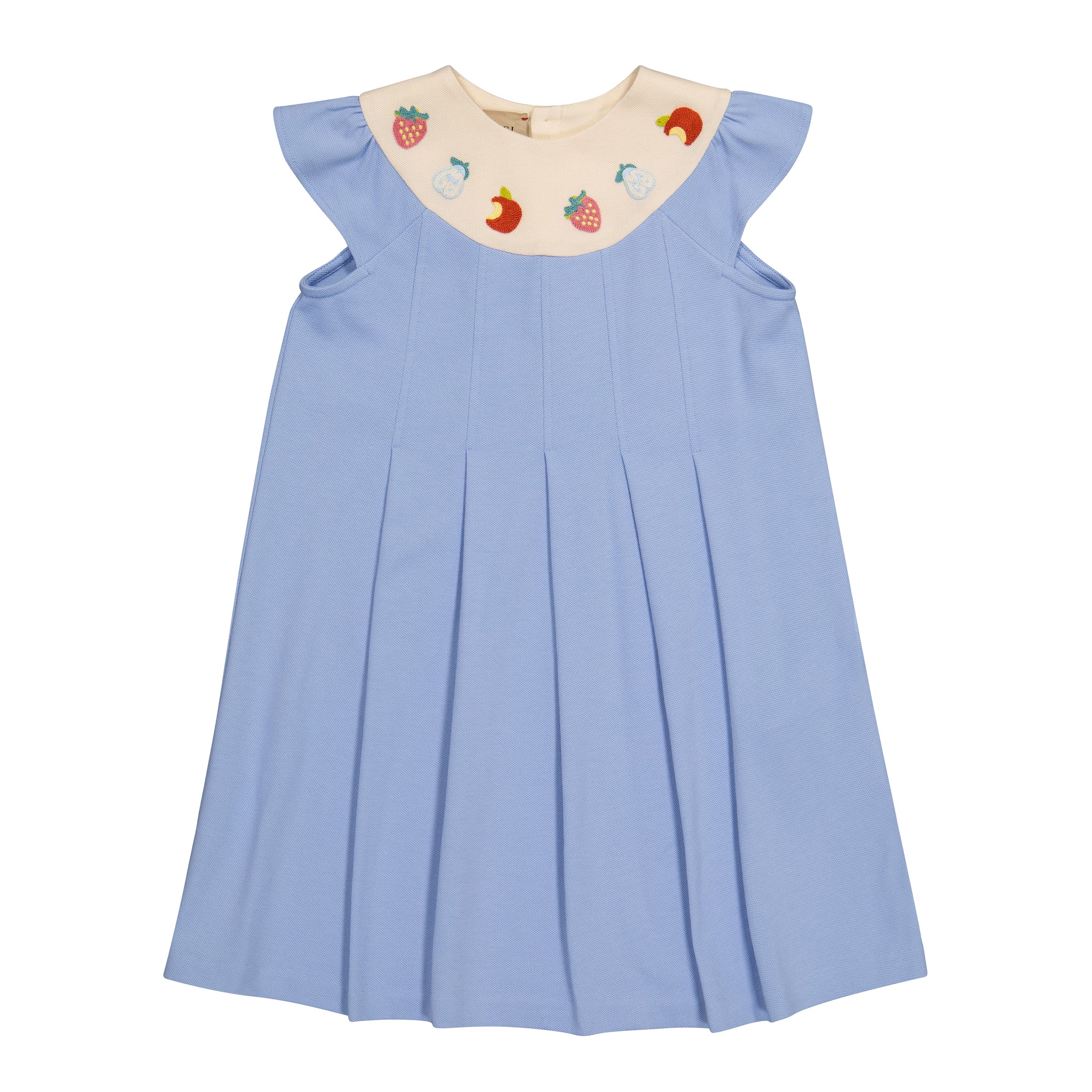 Robe en coton brodée bleue pour fille