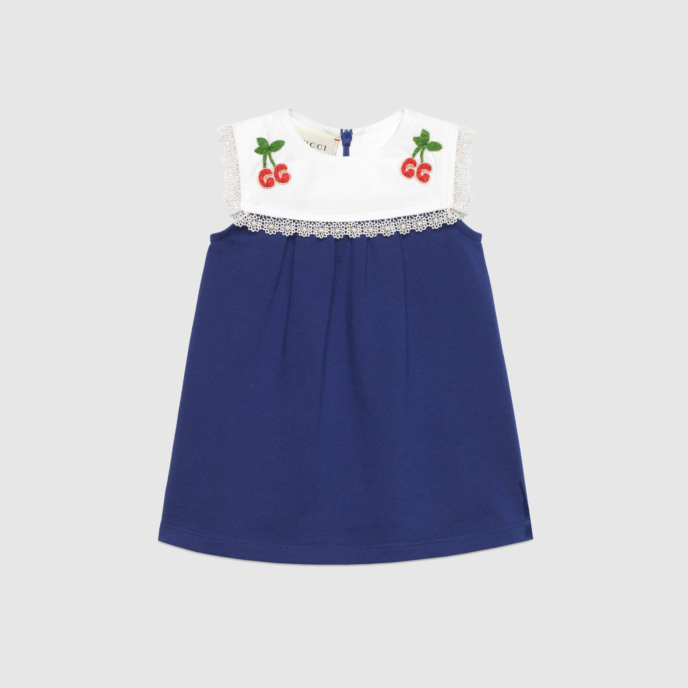 Robe en coton GG cerises bleue pour bébé fille
