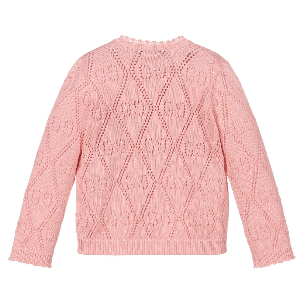 Gilet en coton rose avec GG pour bébé fille