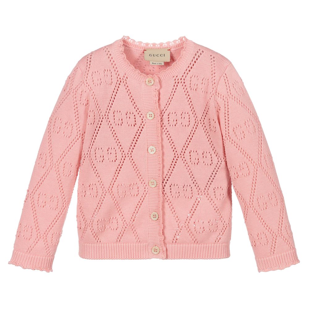 Gilet en coton rose avec GG pour bébé fille