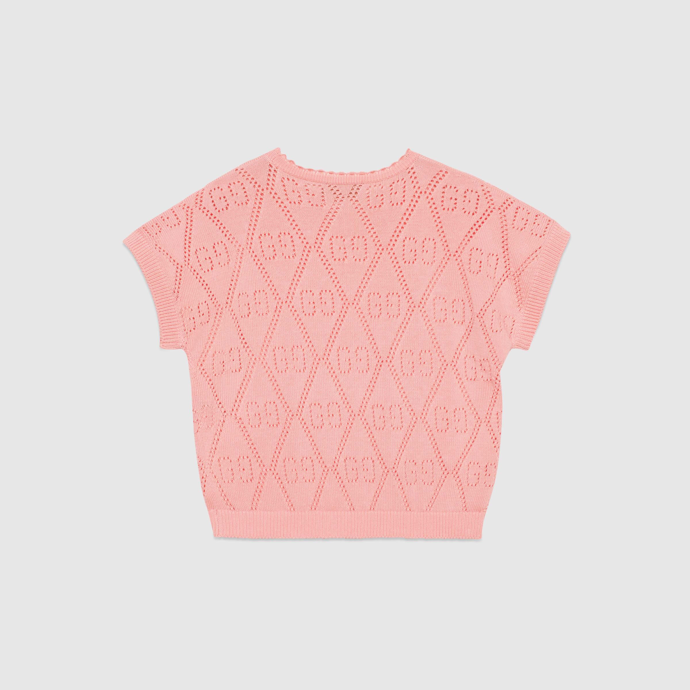 Pull rose GG en maille pour fille