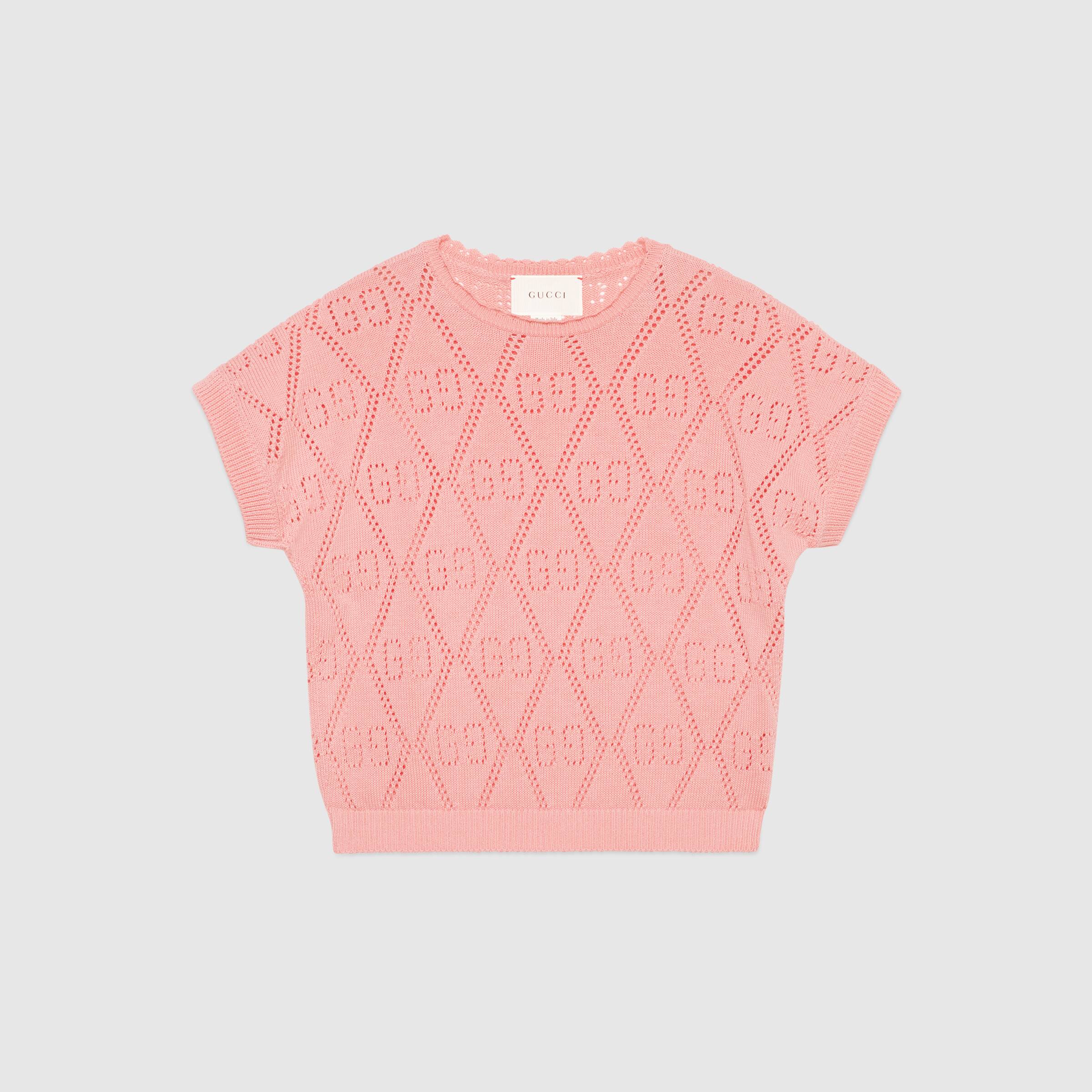 Pull rose GG en maille pour fille