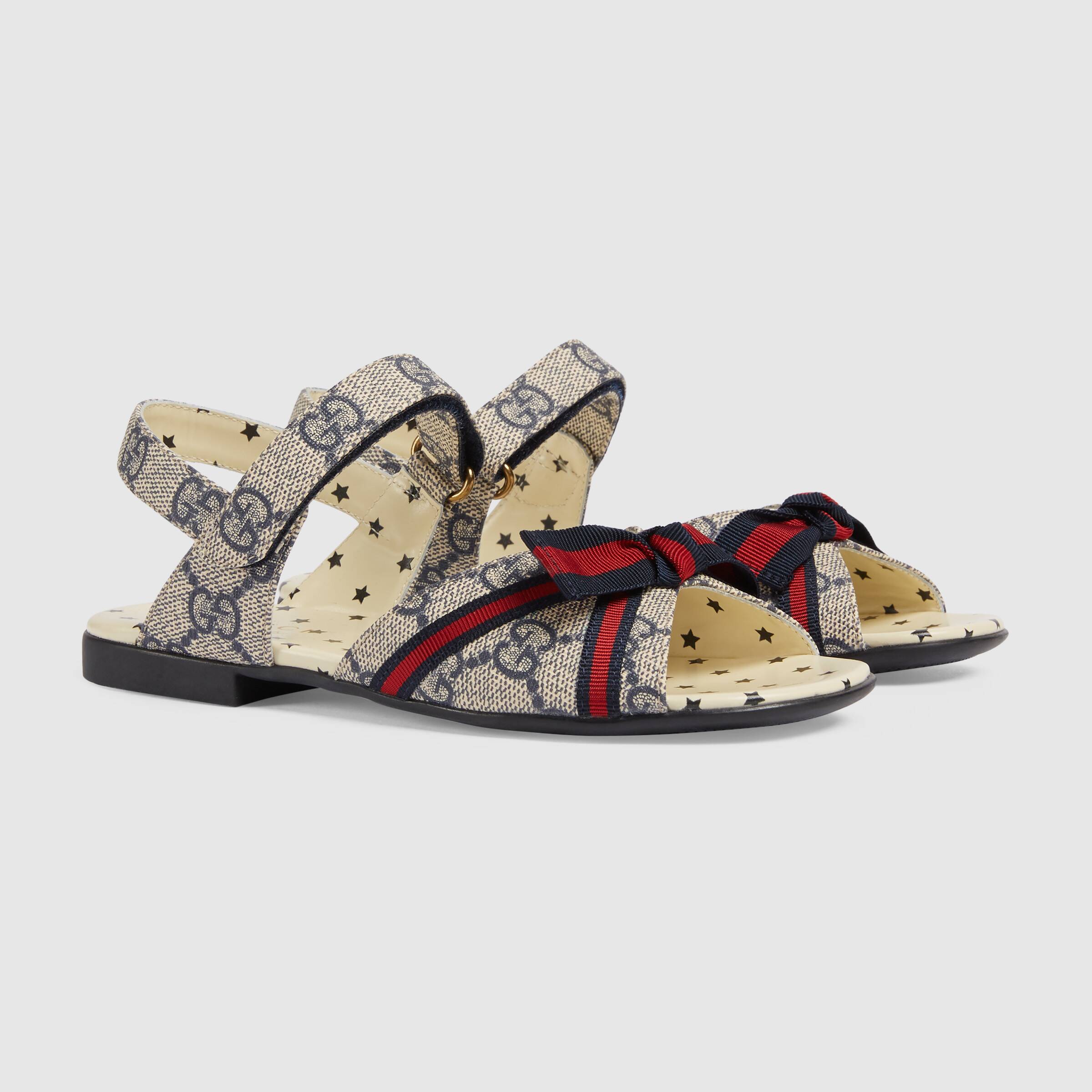 Sandales Fille Beige et Bleu à Logo