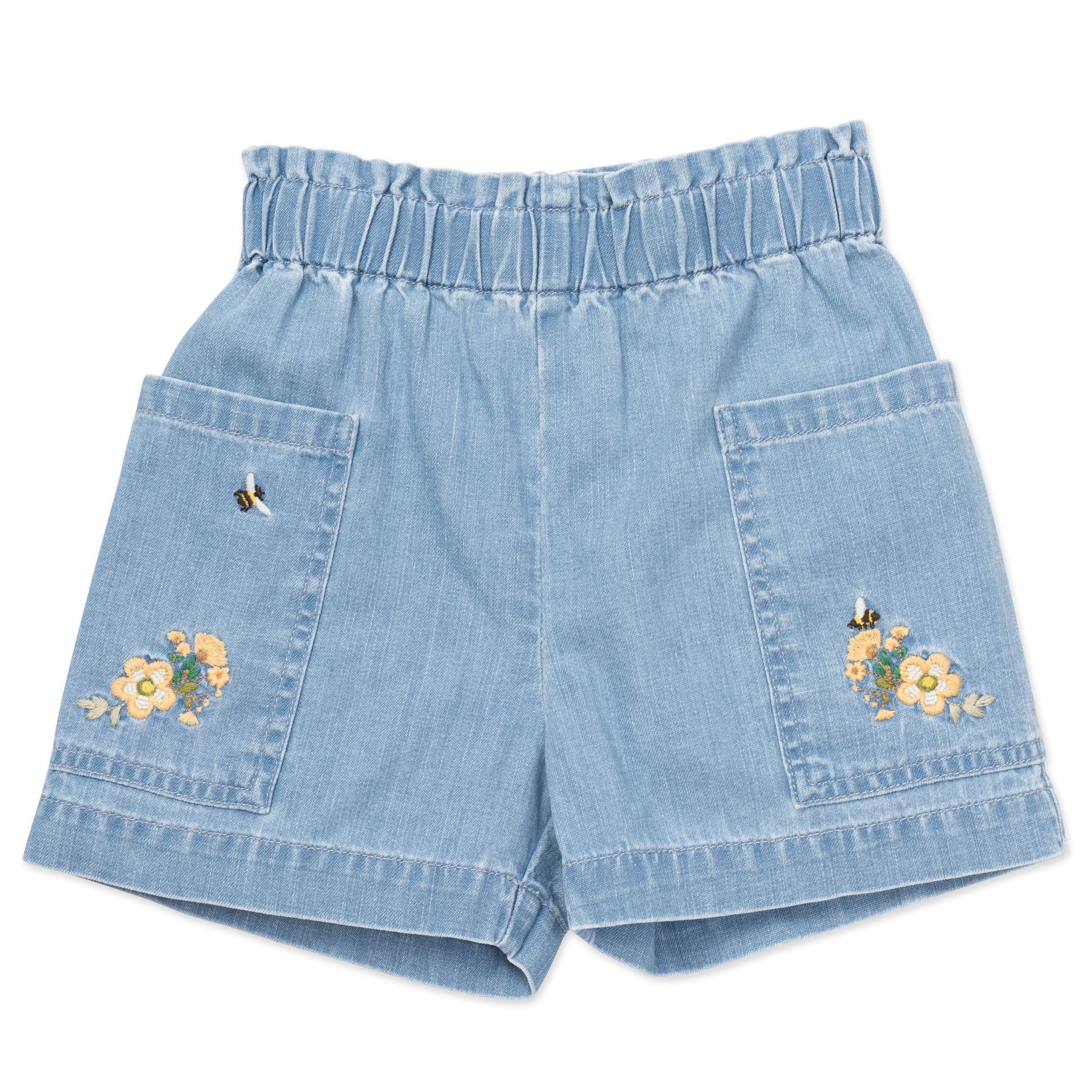 Short en jean brodé bleu pour fille
