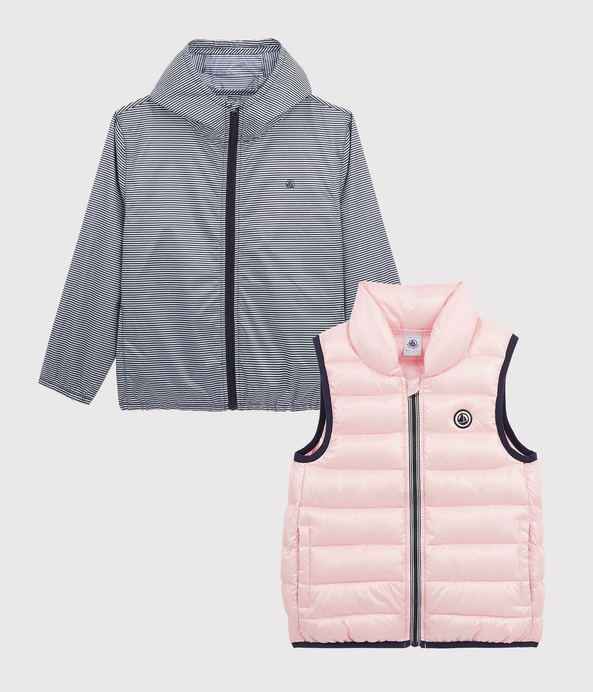 Ensemble doudoune rose et gris pour filles