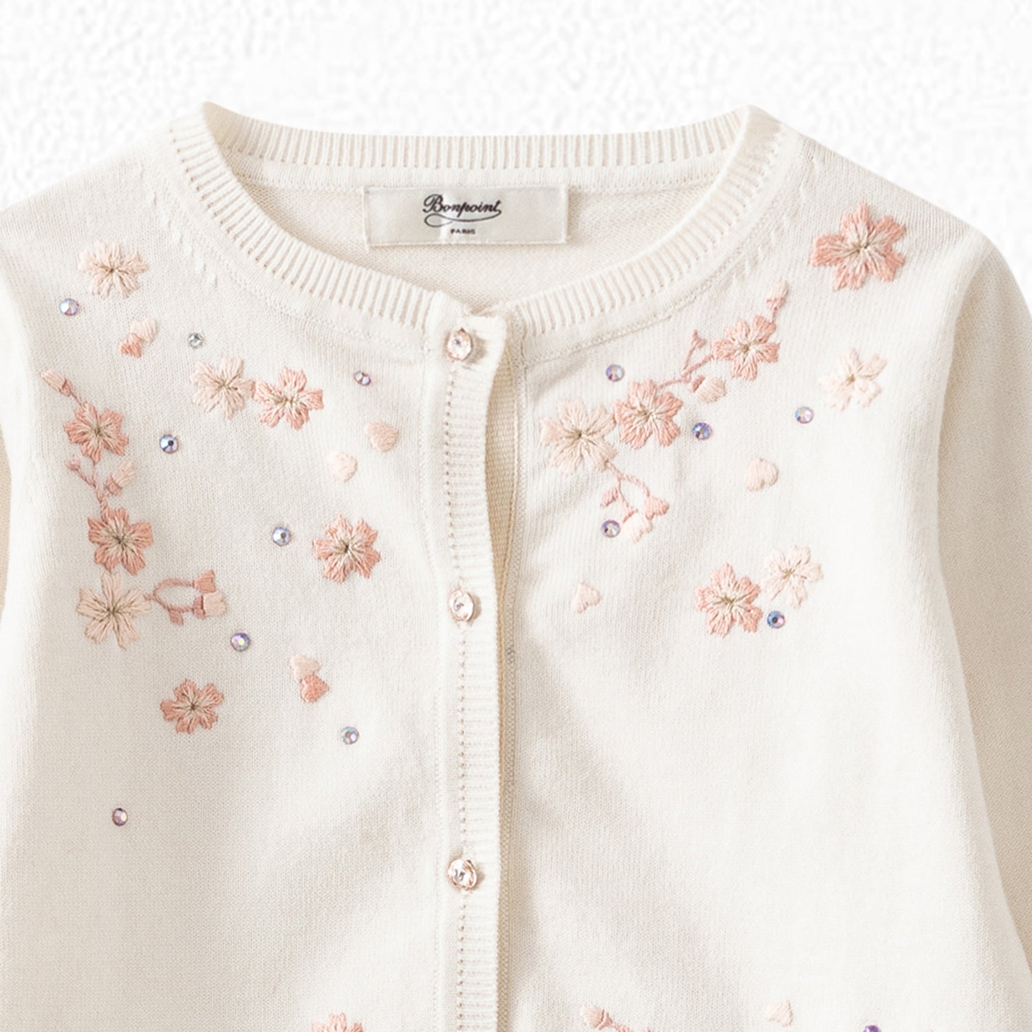 Gilet en coton brodé blanc pour fille