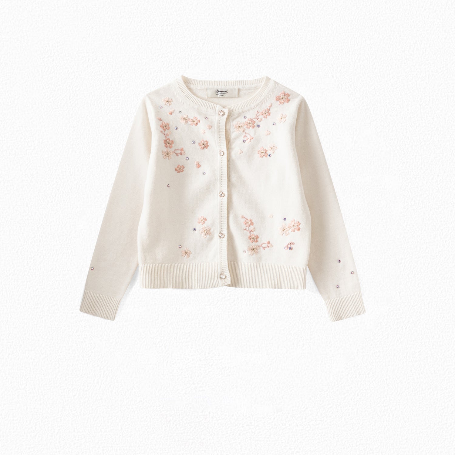 Gilet en coton brodé blanc pour fille