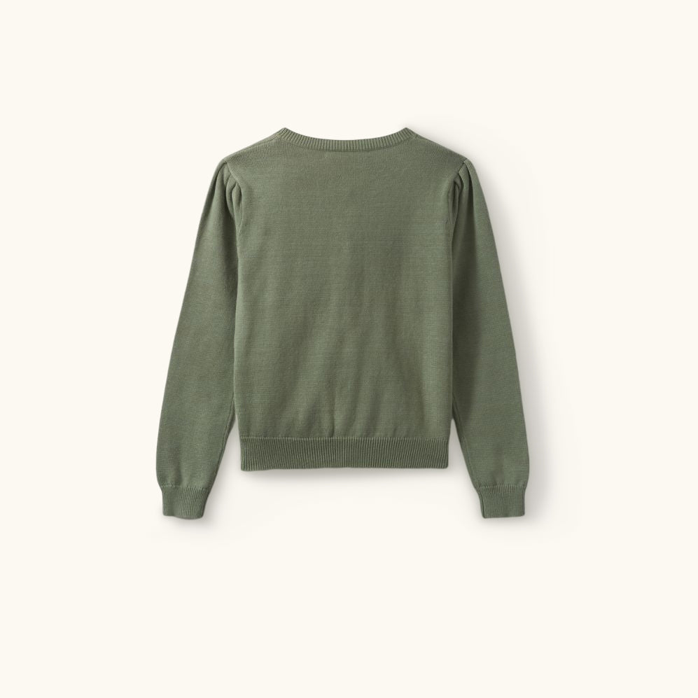 Gilet Fille en Coton Vert Foncé avec Logo