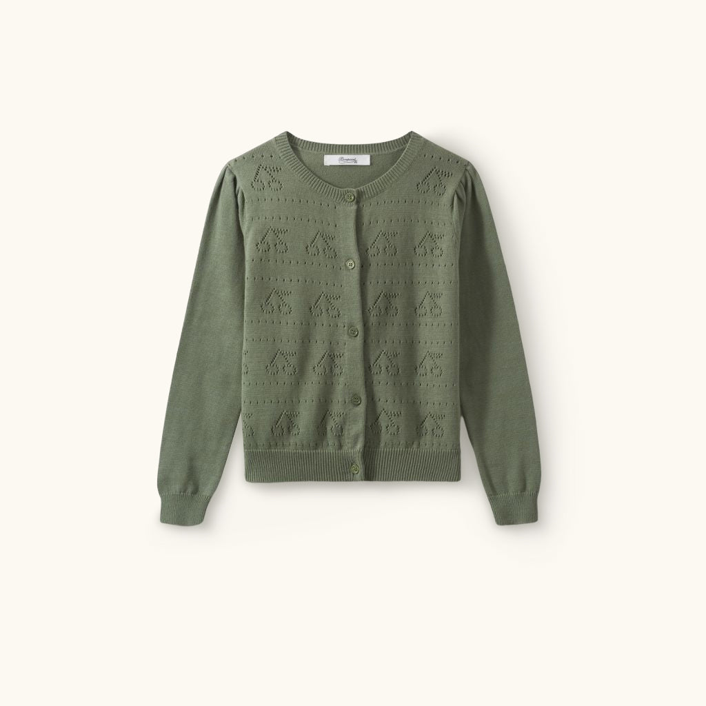 Gilet Fille en Coton Vert Foncé avec Logo