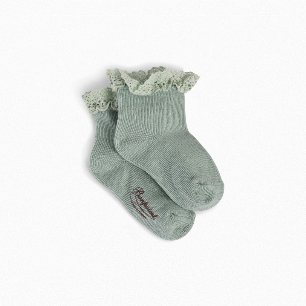 Chaussettes en coton vert clair pour bébés filles