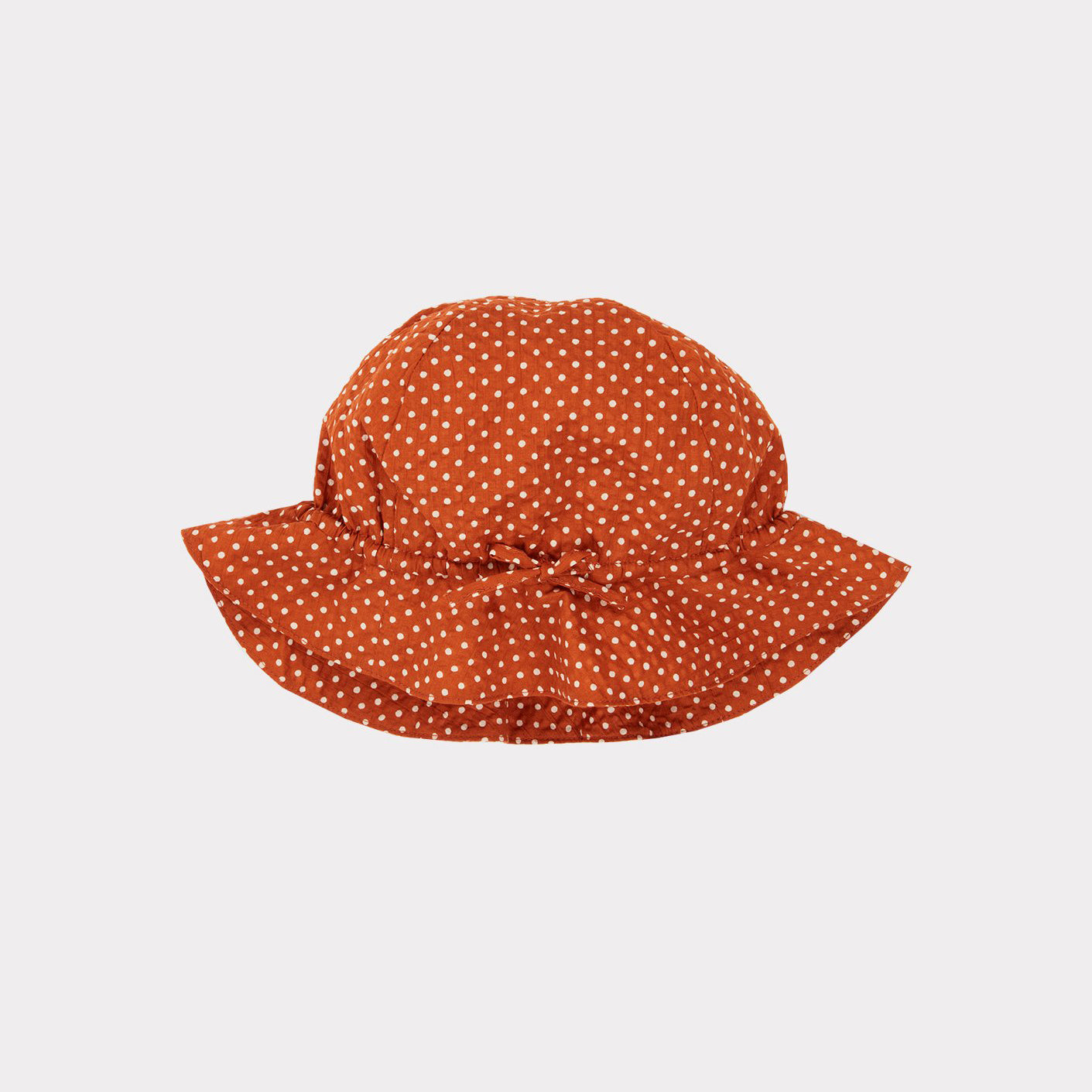 Chapeau de soleil en coton à pois rouille pour filles