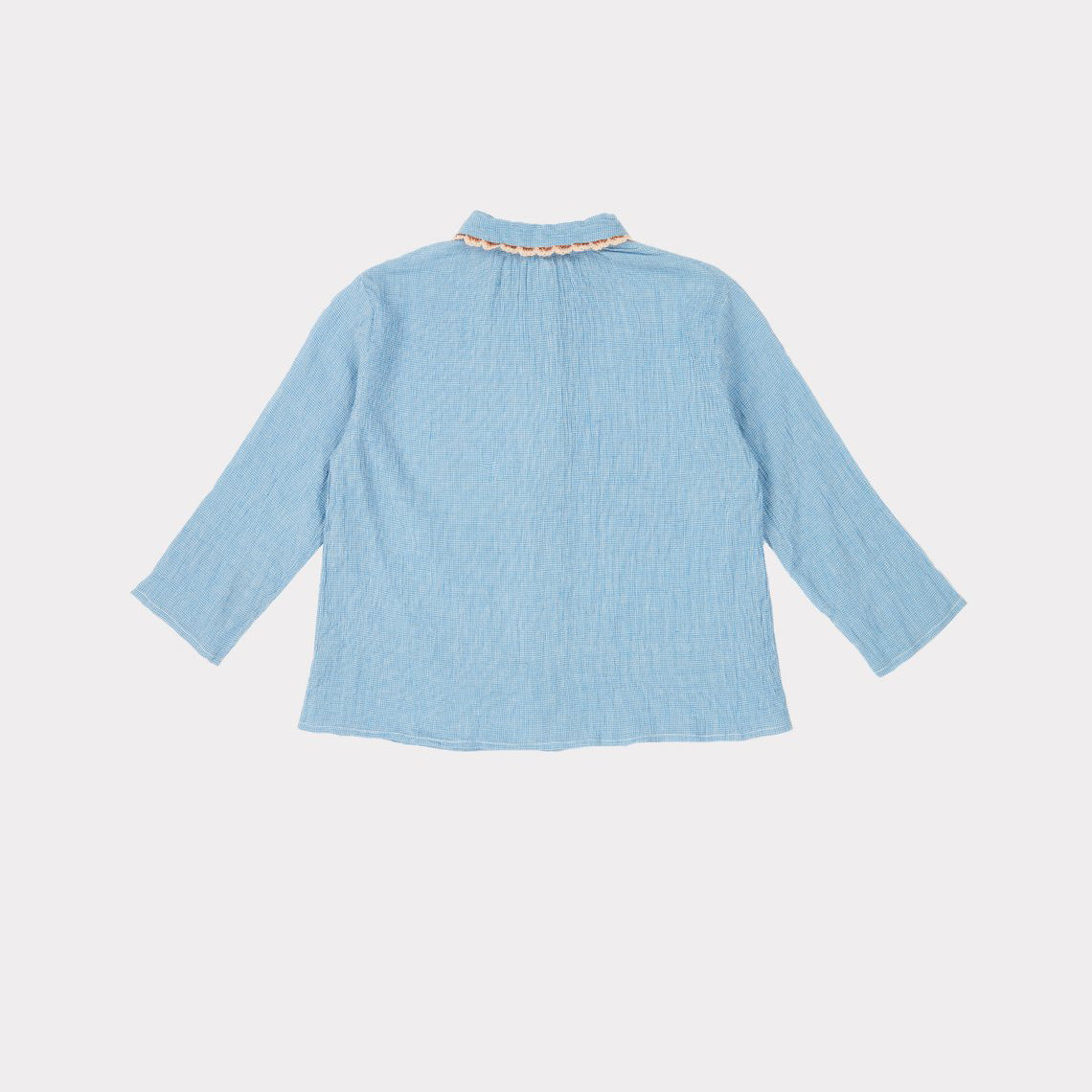 Girls Blue Check Cotton Shirt