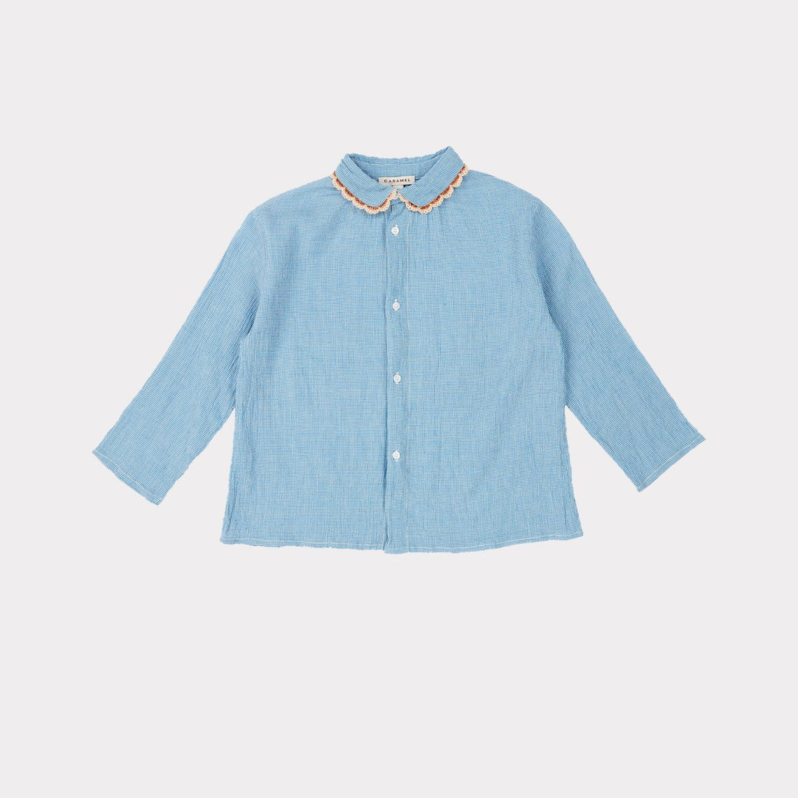 Girls Blue Check Cotton Shirt