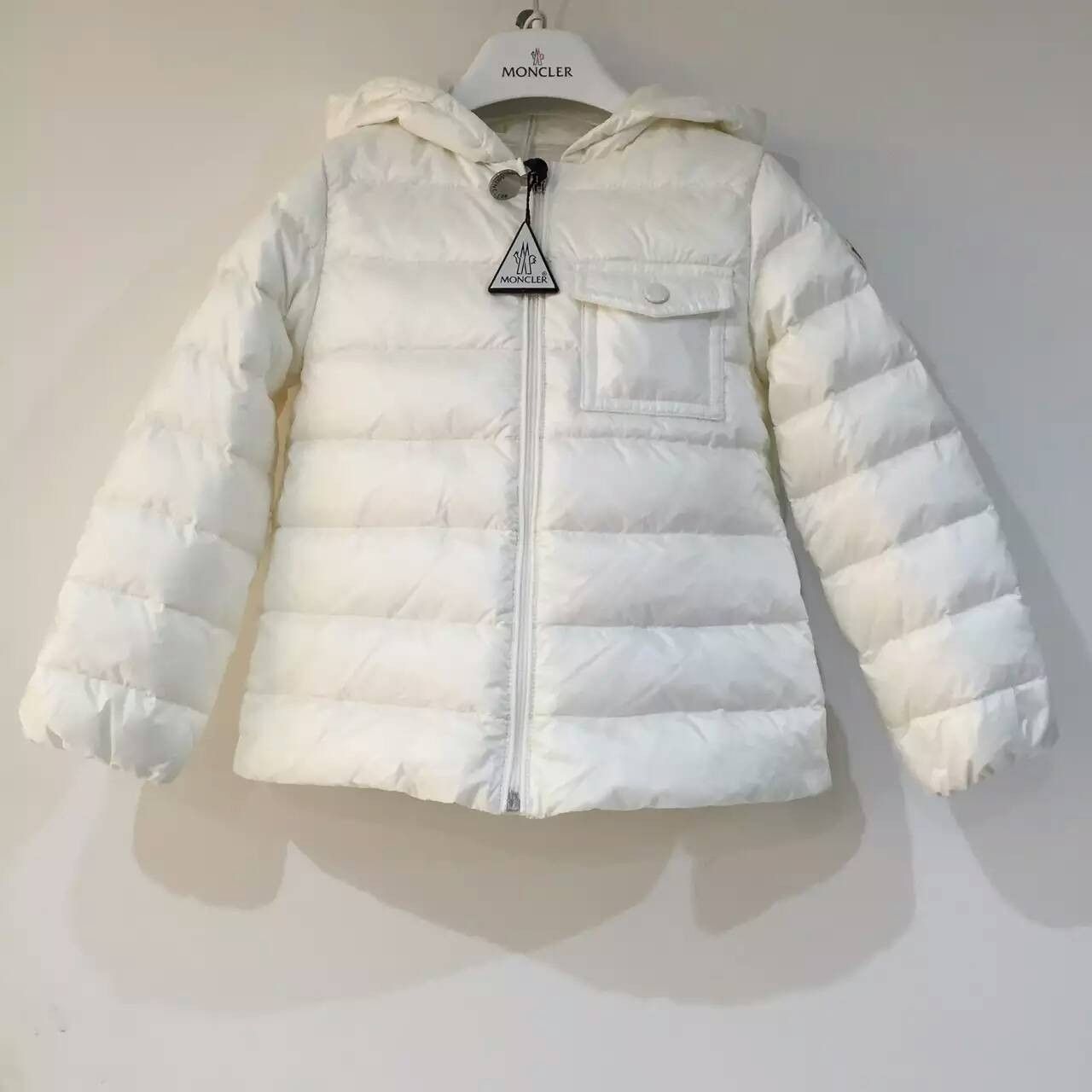 Baby Girls White Down Padded Hooded 'Milou' Jacket With Pocket - CÉMAROSE | Children's Fashion Store - 1