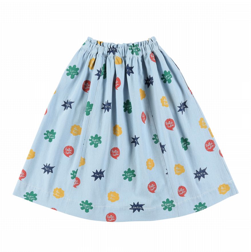 Girls Light Blue Painting Denim Skirt