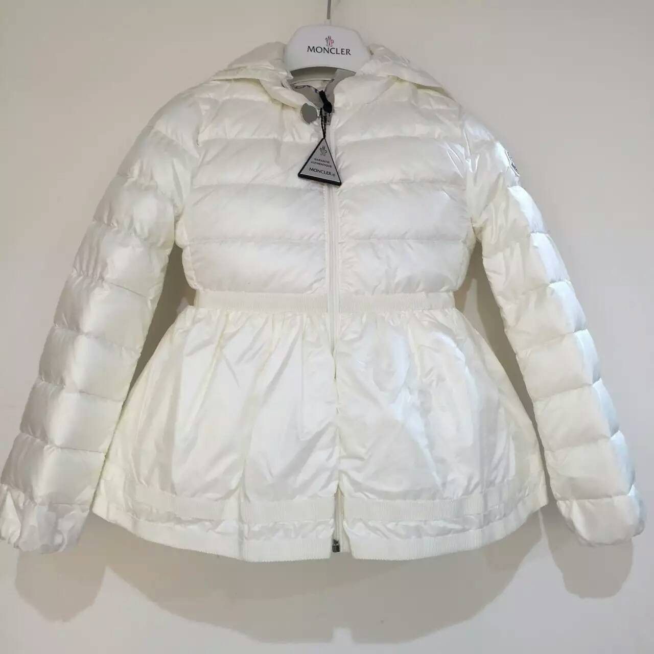 Girls White Down Padded Waist 'Suzon' Jacket - CÉMAROSE | Children's Fashion Store - 1