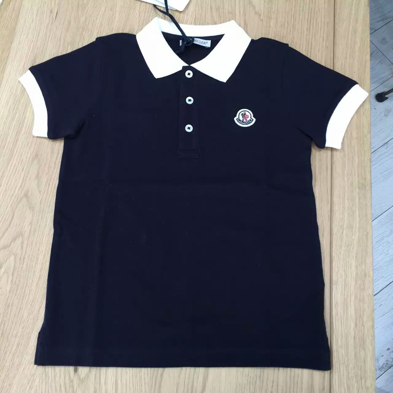 Boys Navy Blue Cotton Logo Polo Shirt With White Collar - CÉMAROSE | Children's Fashion Store