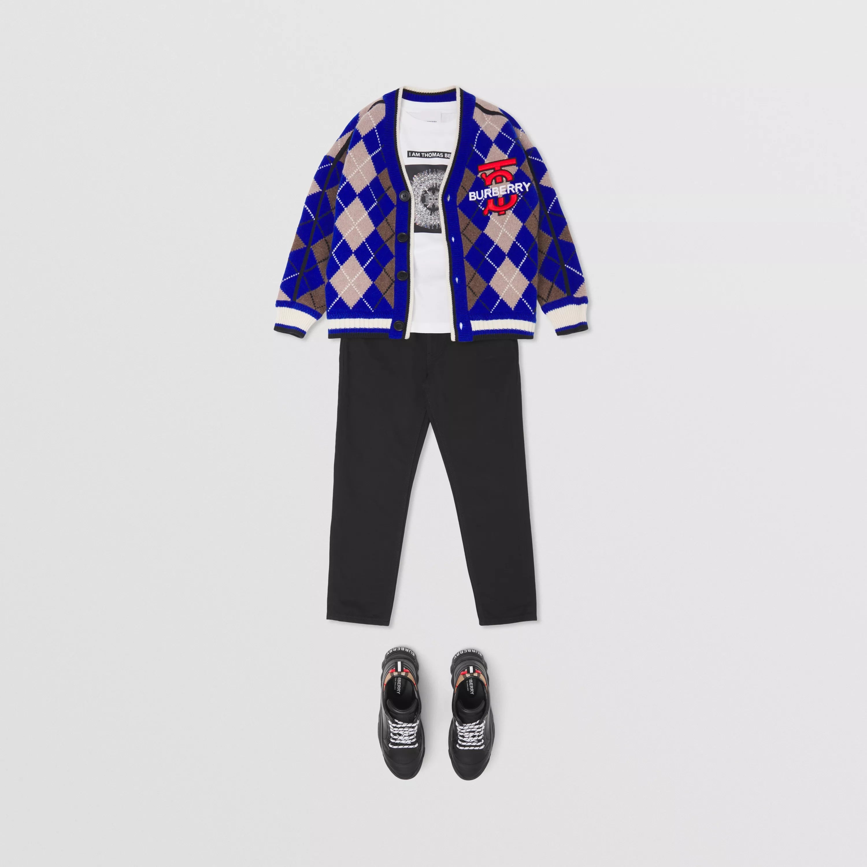 Boys Black Logo Wool Cardigan
