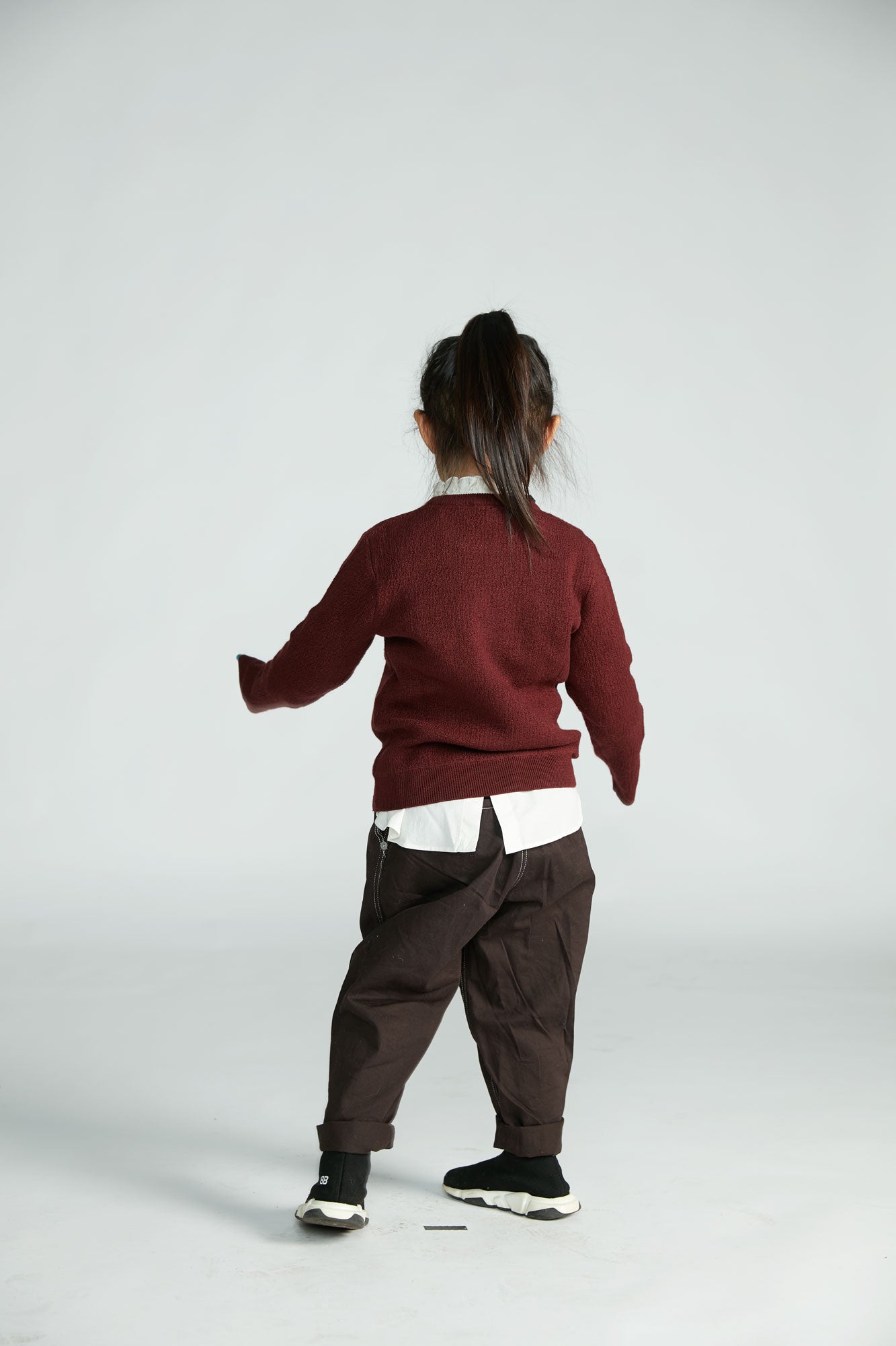 Boys Wine Red Printed Sweater