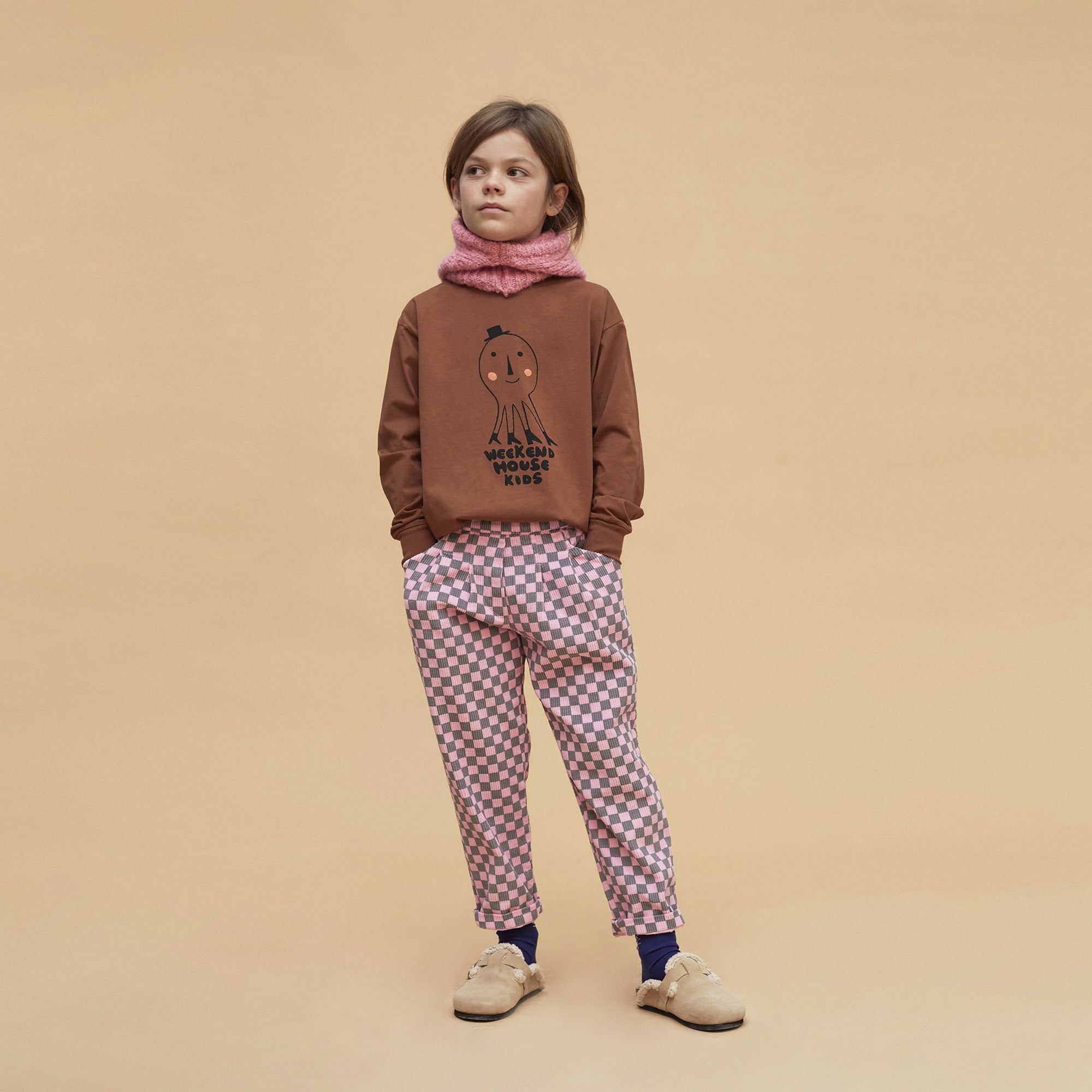 Boys & Girls Pink Check Corduroy Trousers