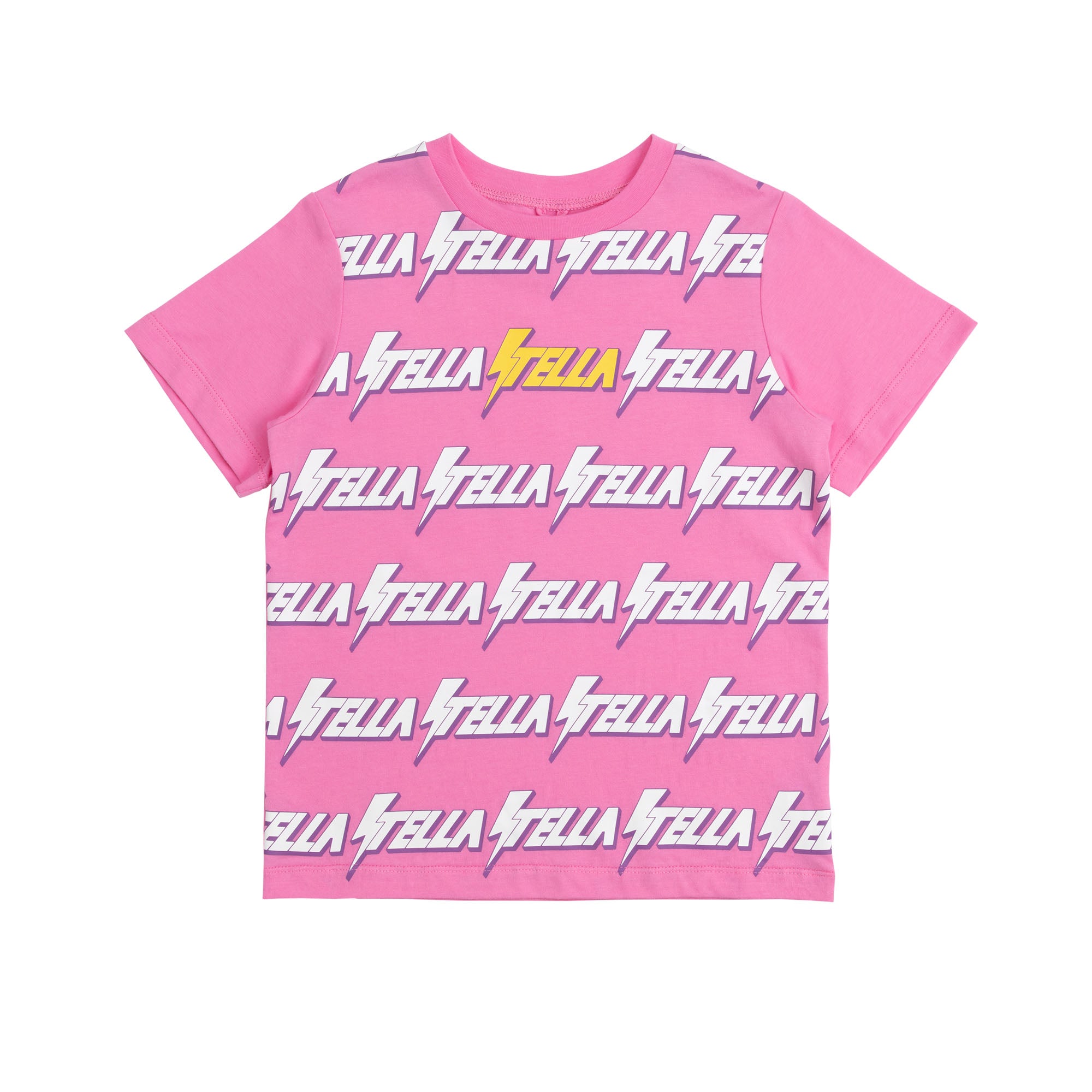 T-shirt en coton pour filles avec logo éclair rose