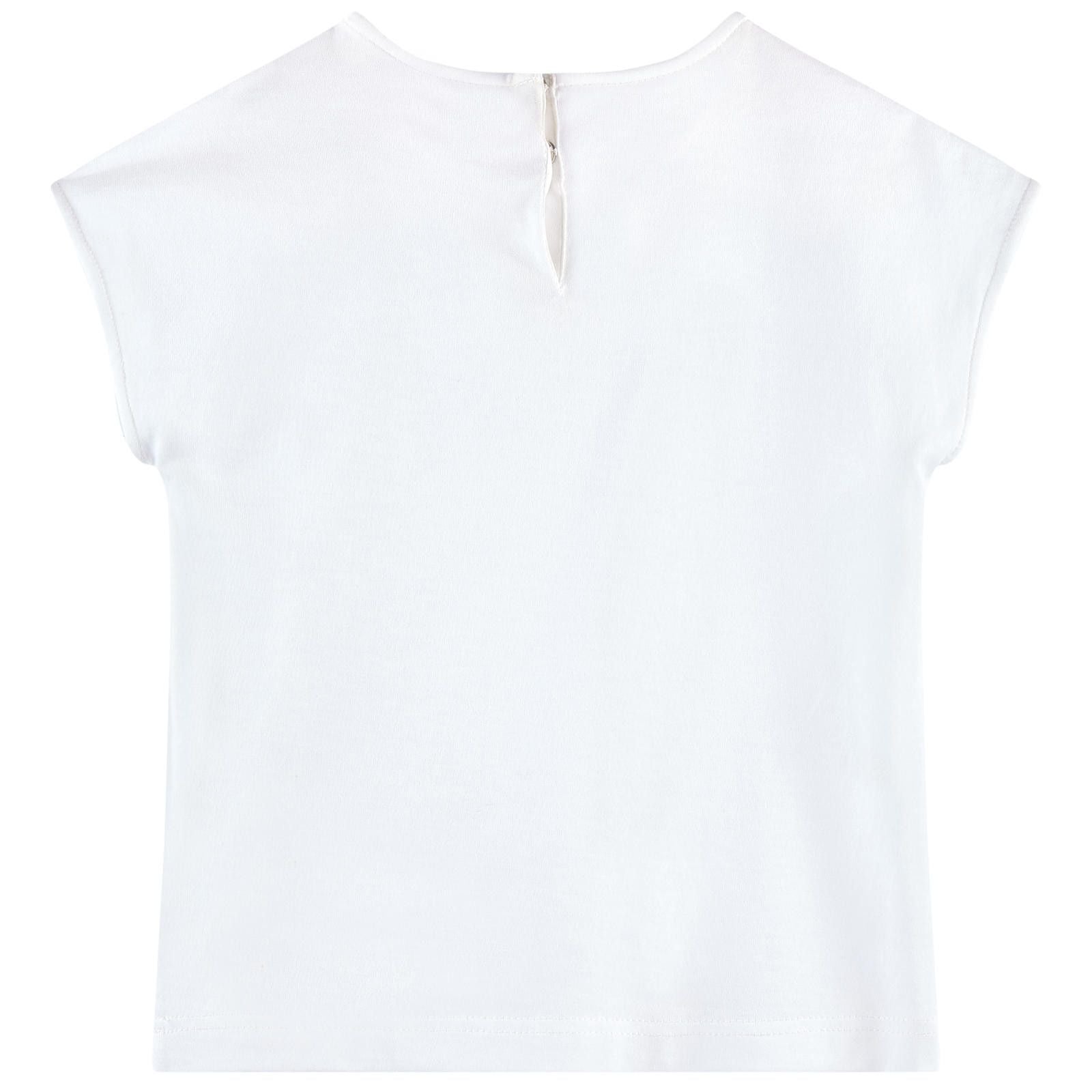 Girls Ivory Flower Patch Cotton T-Shirt - CÉMAROSE | Children's Fashion Store - 2